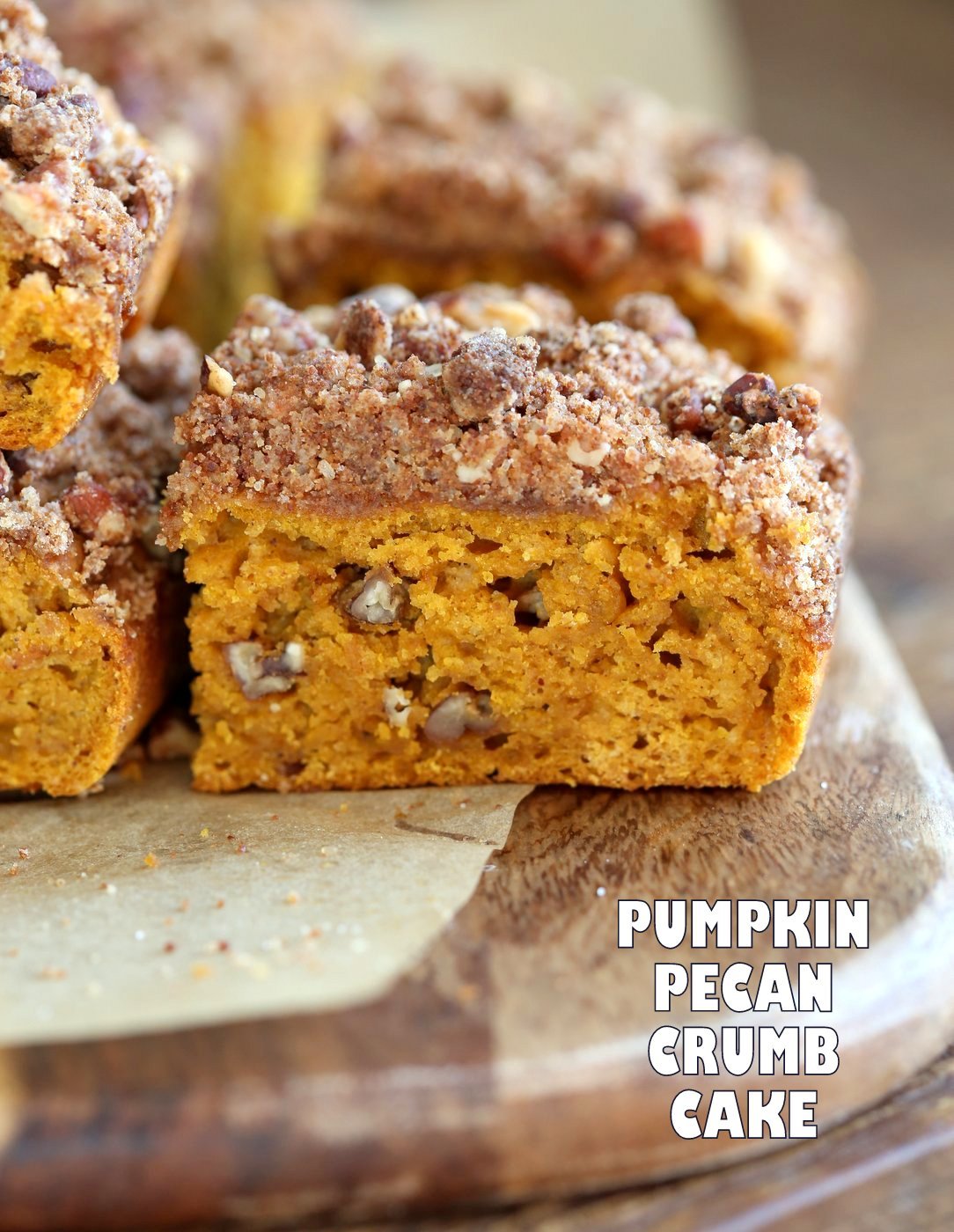 Vegan Pumpkin Coffee Cake with Pecan Crumb. Easy 1 Bowl Pumpkin Cake, topped with Chai Spice Pecan Streusel. Just 15 mins prep. Soft, Spiced, Delicious. Vegan Soy-free Recipe.  | VeganRicha.com