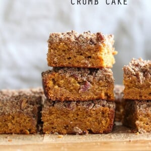 Vegan Gluten free Coffee Cake - Simple Fall Sweet Potato Pecan Crumb Cake with Pumpkin pie spices. Warm Cozy slice of cake. Gluten-free Soy-free Recipe.  | VeganRicha.com