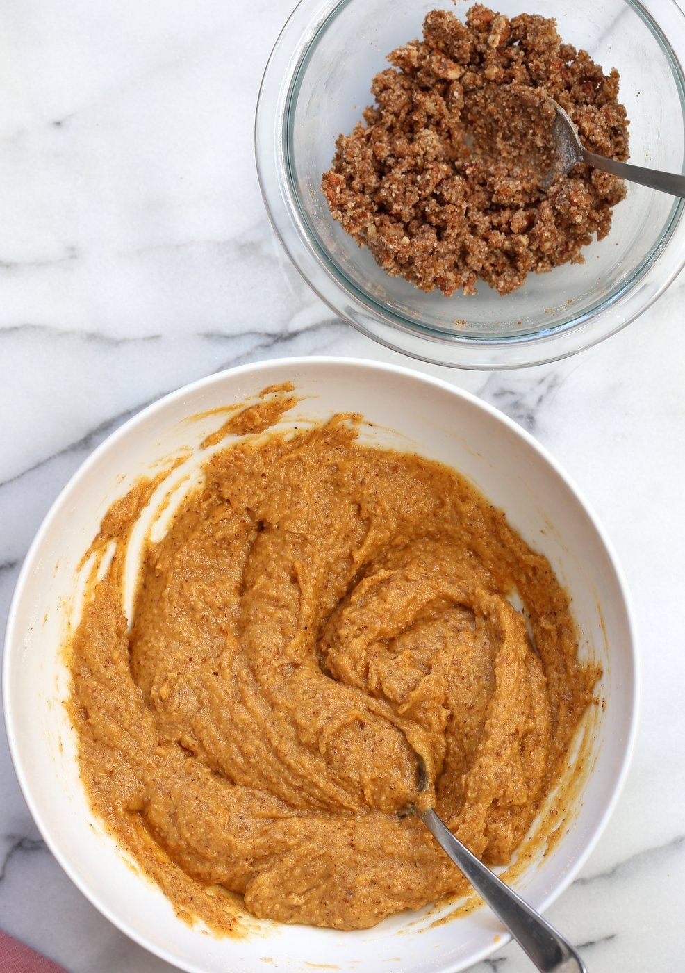 Vegan Gluten free Coffee Cake - Simple Fall Sweet Potato Pecan Crumb Cake with Pumpkin pie spices. Warm Cozy slice of cake. Gluten-free Soy-free Recipe.  | VeganRicha.com