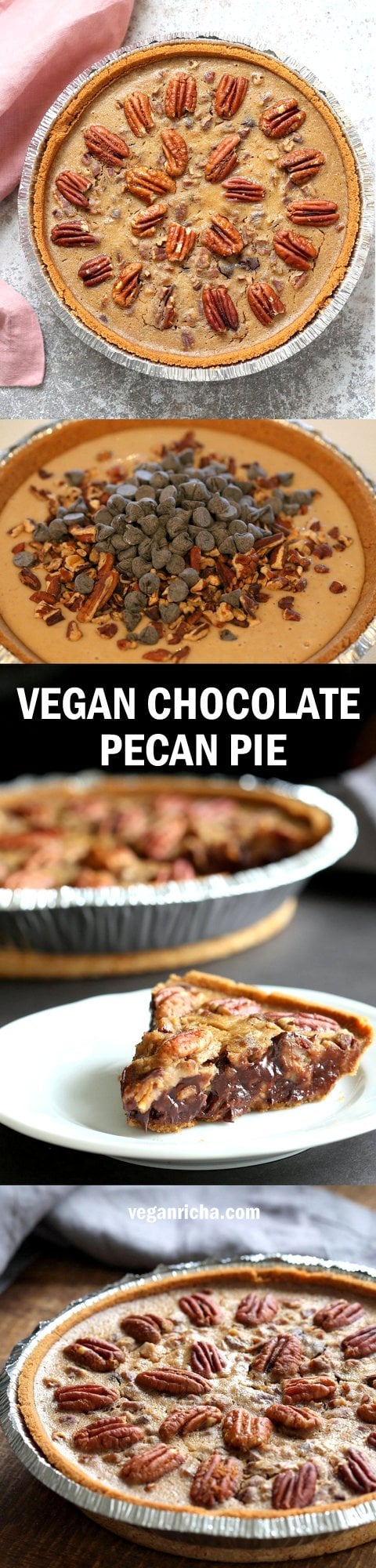 Vegan Chocolate Pecan Pie with Dates and Chai spice. All the pecan pie with chocolate. Vegan Derby Pie. Glutenfree with gf crust. Soyfree Recipe. #vegan #veganricha | VeganRicha.com