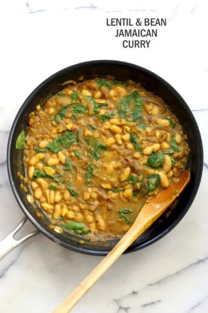 Cannellini and Lentil Jamaican Curry. Ran out of chickpeas to make lentil and chickpea Jamaican curry. Easy Coonut Curry with Jamaican Curry spices and beans and red lentils. #Vegan #Glutenfree #Soyfree #Nutfree #Recipe #veganricha | VeganRicha.com