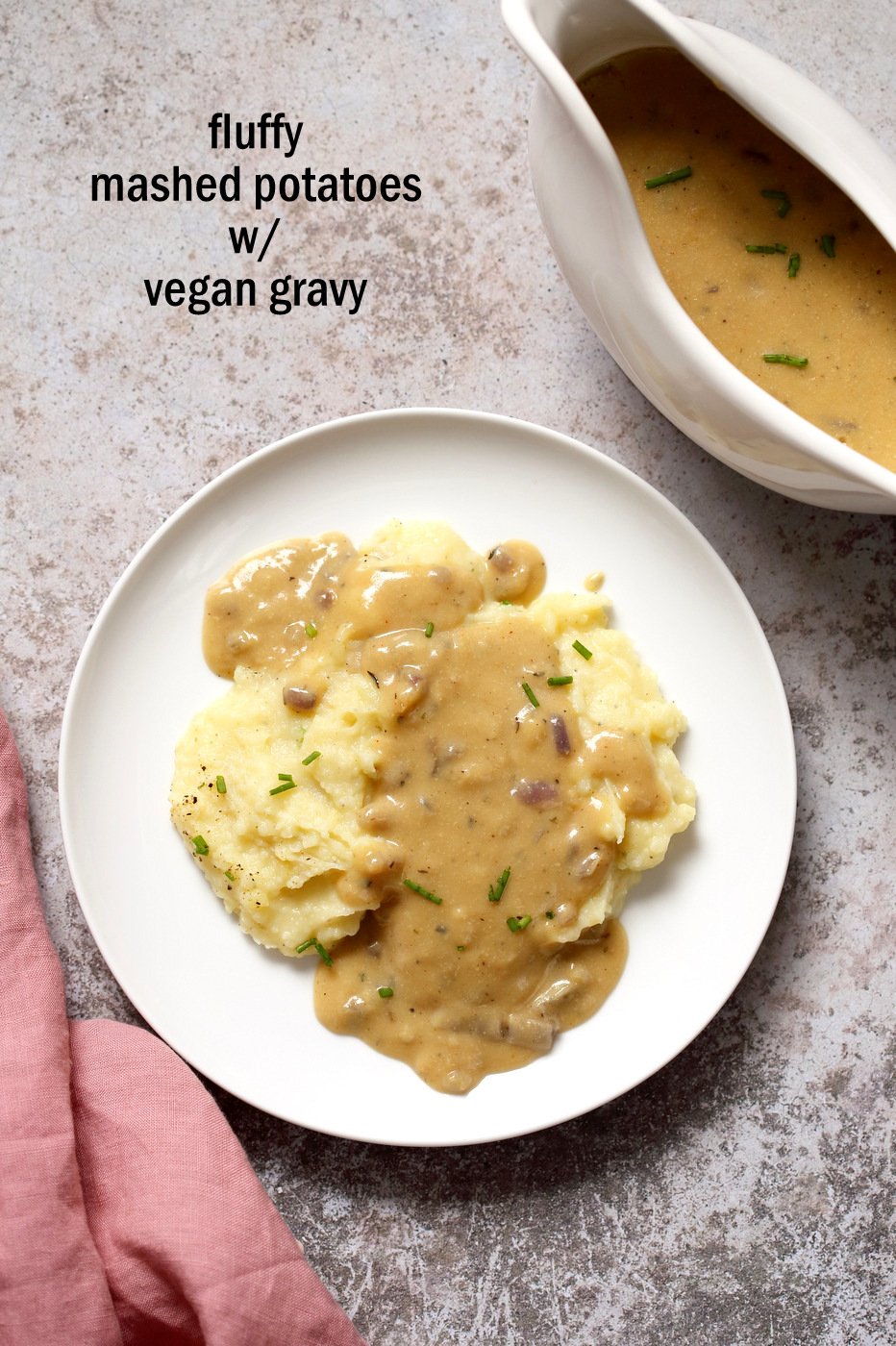Fluffy Instant Pot Mashed Potatoes with Vegan Gravy - 1 Pot - Mushroom Free. Can be Nut-free, soy-free. Serve over mashed potatoes, biscuits, thanksgiving loaf and more. #Vegan #Recipe #veganricha | VeganRicha.com