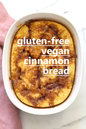 Vegan Gluten free Cinnamon Roll Bread - Yeast-free Gluten-free Grain-free Cinnamon bread Recipe. Soft, fluffy and amazing . Can be nut-free. | #vegan #glutenfree #cinnamonroll #veganricha