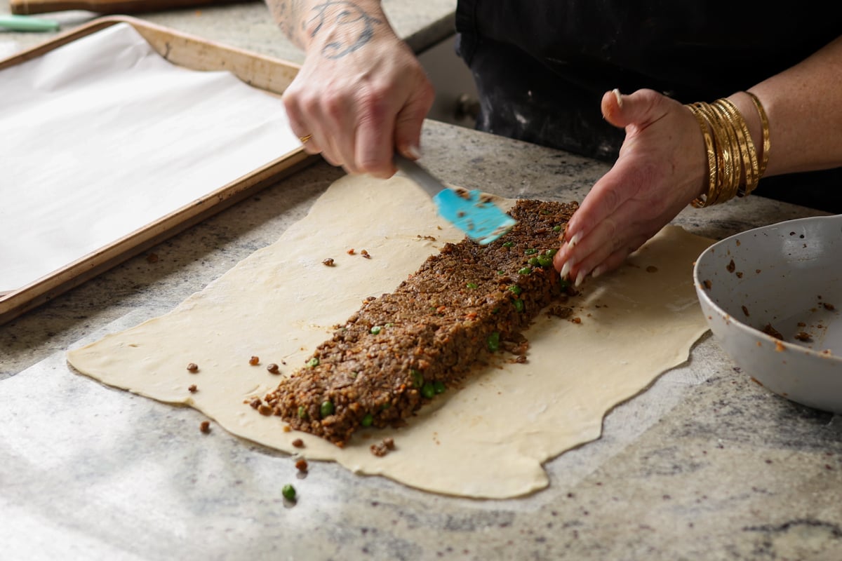 shaping the lentil loaf