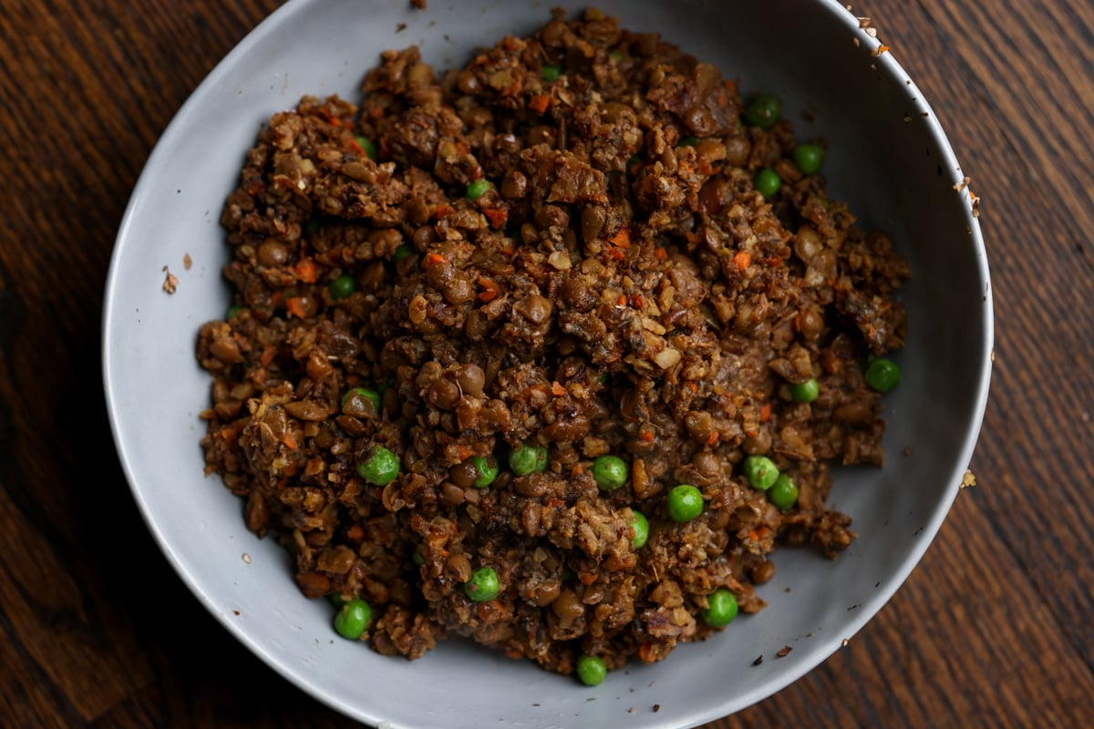 lentil mixture in the bowl after cooking