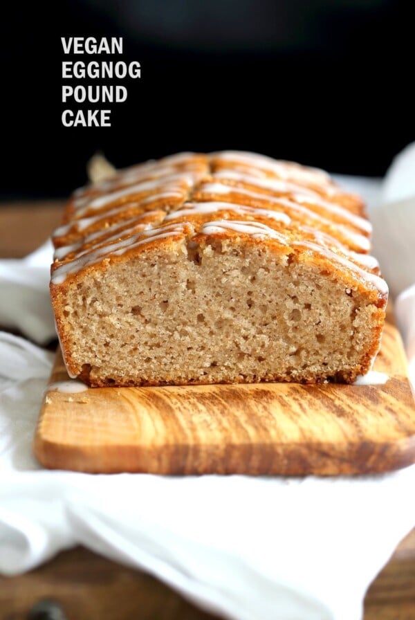 Amazing Vegan Eggnog Pound Cake. This Eggnog cake has no eggs, or dairy and is dense, cakey and full of winter flavor. Vegan Recipe.  #vegan #veganricha