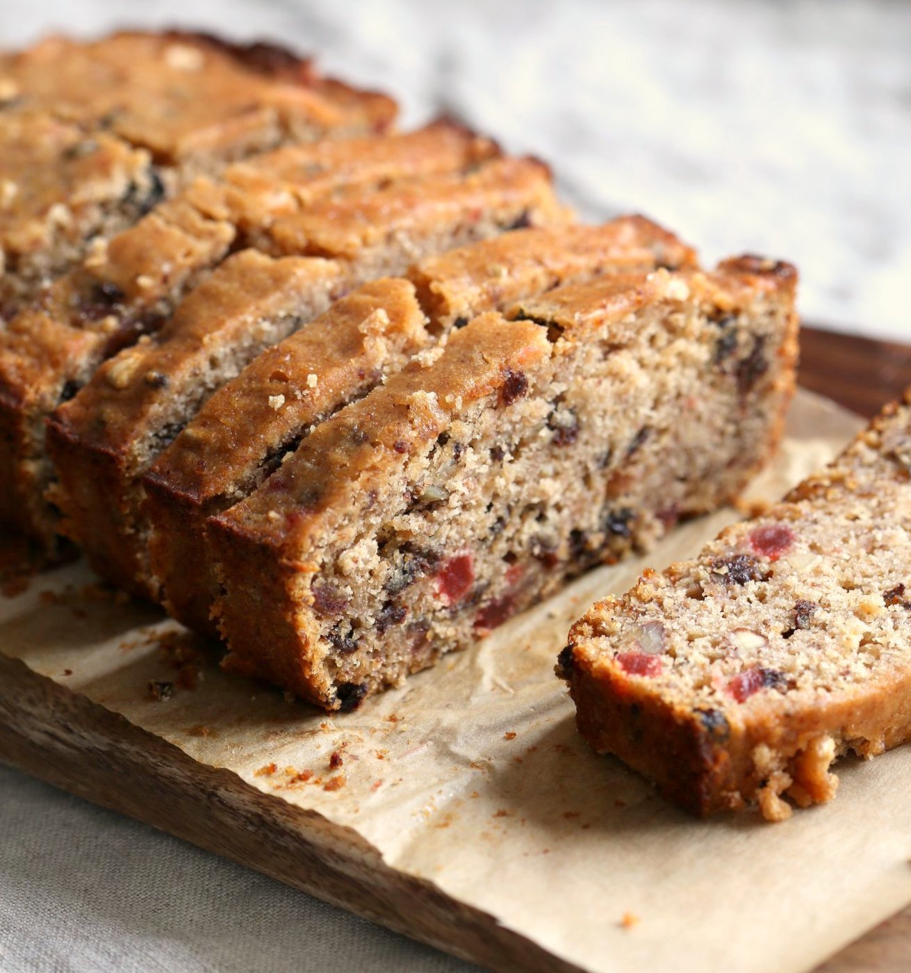 Vegan Gluten free Christmas Cake Fruit Cake full of nuts, dried fruits, candied ginger. Soft, Flavorful and great for gifting. Vegan Soyfree Recipe. #veganricha #vegan #glutenfree | VeganRicha.com