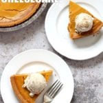 Vegan Pumpkin Cheesecake with graham cracker style crust. Easy Creamy Pumpkin Cheesecake to please everyone. Gluten-free with gluten free crust.# Soyfree #Recipe #vegan #pumpkinheesecake #veganricha | VeganRicha.com