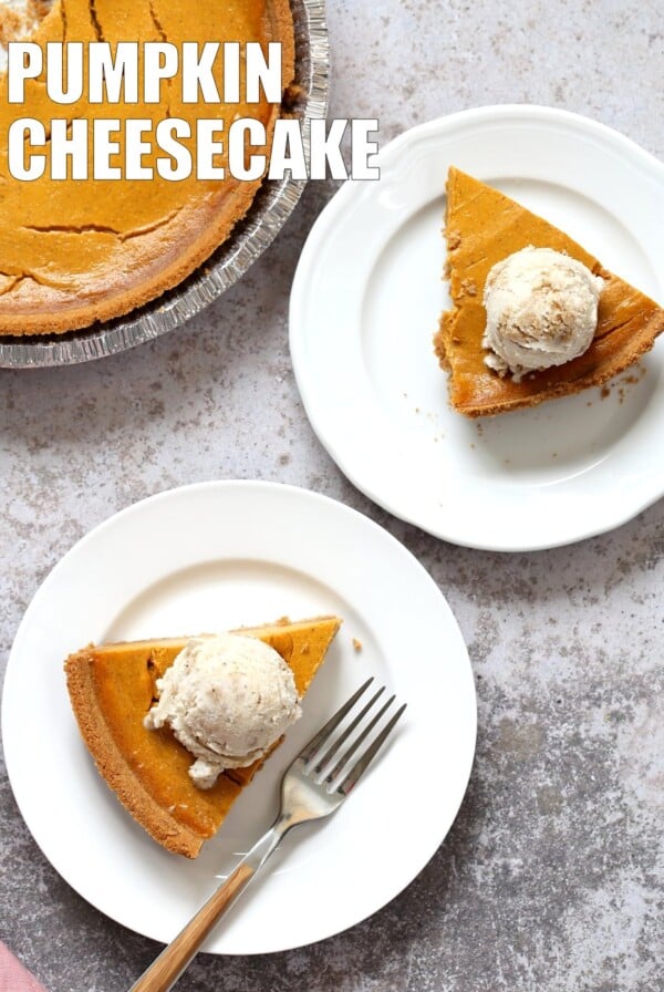 Vegan Pumpkin Cheesecake with graham cracker style crust. Easy Creamy Pumpkin Cheesecake to please everyone. Gluten-free with gluten free crust.# Soyfree #Recipe #vegan #pumpkinheesecake #veganricha | VeganRicha.com