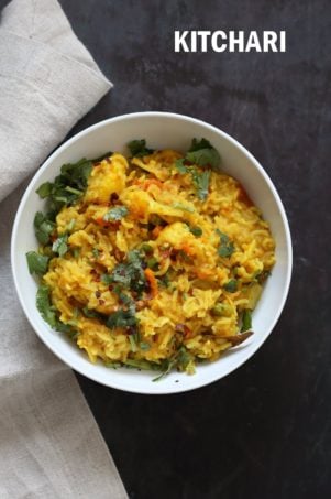 Khichdi in a Jar - Mixed Vegetable Kitchari Mix for Instant Pot or Saucepan. Easy Lentil Rice Soup with Veggies.ย  Gift the jar full of lentils,, rice and spices. Empty into a pot with veggies of choice. Easy Weekday Dinner.ย  Vegan Gluten-free Soy-free Nut-free Recipe.ย  #vegan #veganricha
