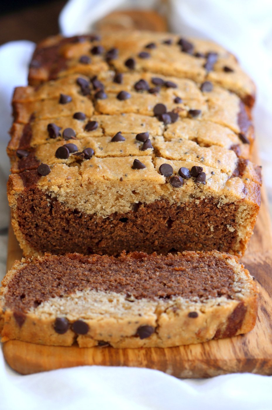 Gluten-free Cashew Butter Chocolate Marble Cake Vegan Gluten free Cake. Peanut butter chocolate marble loaf. Soft, Moist, Delicious and Easy Gluten-free Marble Cake. Soy-free gum-free Recipe.  #vegan #glutenfree #veganricha | VeganRicha.com