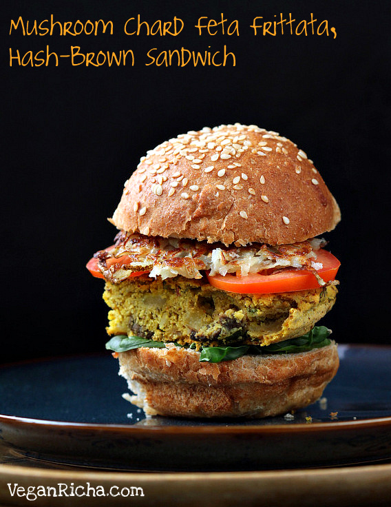 Vegan Frittata and Hashbrown Sandwich #vegan #veganricha