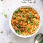 Chana Ghassi /Gassi - Mangalorean Coconut Onion sauce with Chickpeas. Regional Indian Curry simplified. #Vegan Gluten-free Soy-free Nut-free #Recipe #veganricha | VeganRicha.com