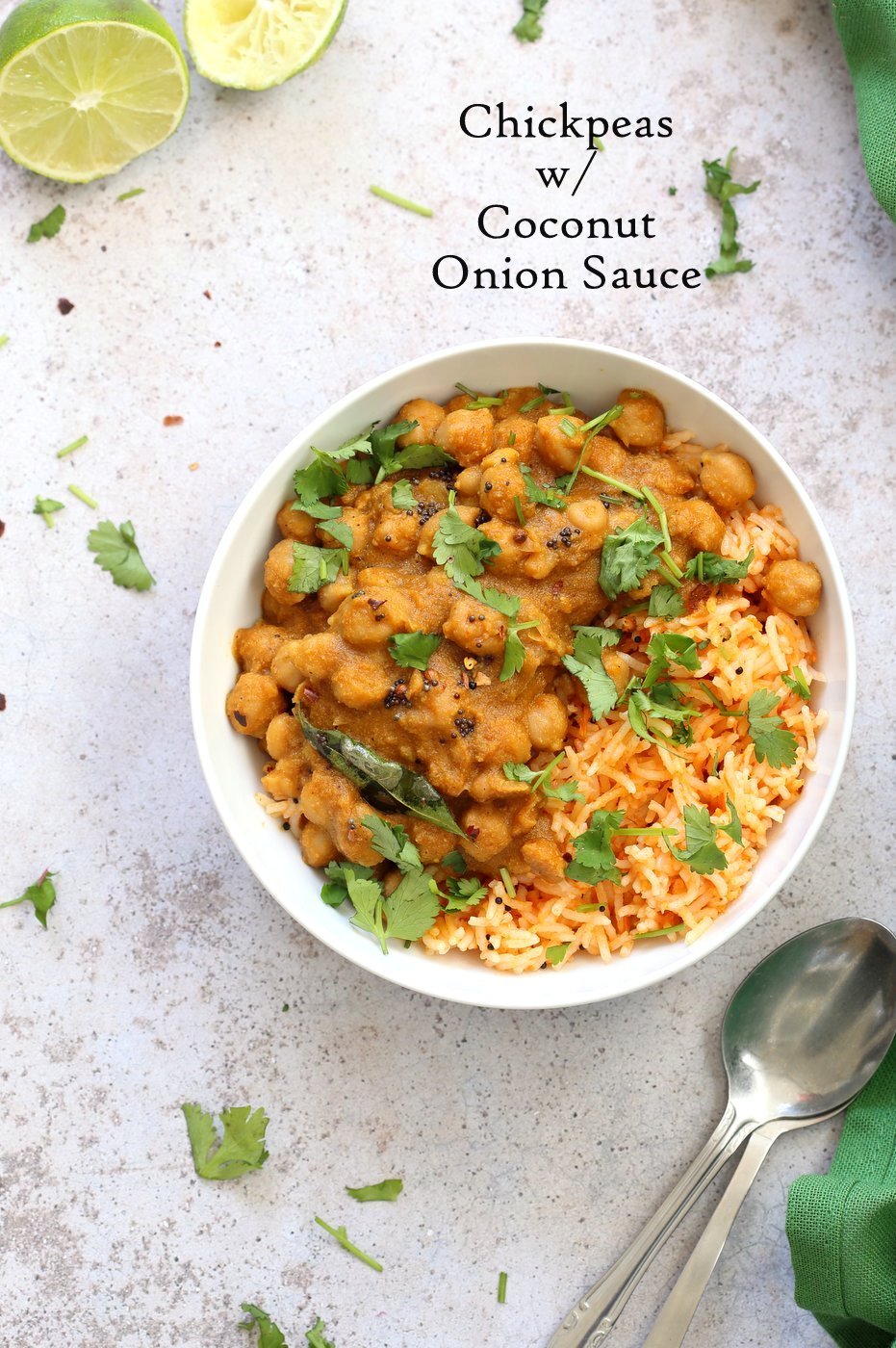 Chana Gassi /Ghassi - Mangalorean Coconut Onion sauce with Chickpeas. Simplified adaptation of Regional Indian Curry from Coastal Karnataka. #Vegan Gluten-free Soy-free Nut-free #Recipe #veganricha | VeganRicha.com