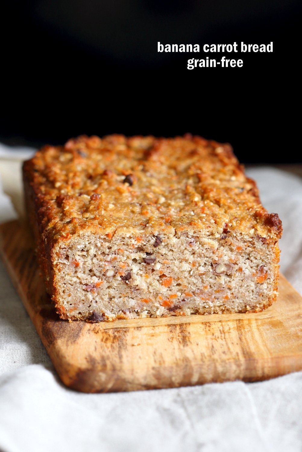 Vegan Gluten free Banana Bread. Grain-free Flourless Carrot Banana Bread. No Gum, no Aquafaba. #Vegan #grainfree #Glutenfree Soy-free #recipe. | VeganRicha.com