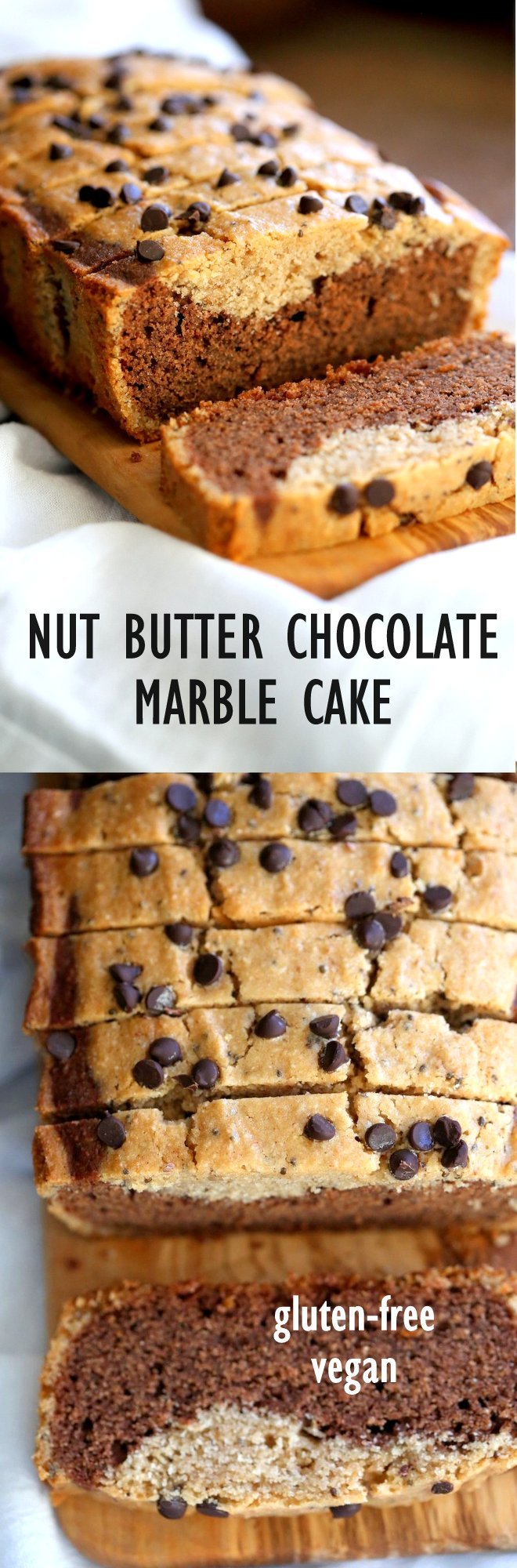 Gluten-free Cashew Butter Chocolate Marble Cake Vegan Gluten free Cake. Peanut butter chocolate marble loaf. Soft, Moist, Delicious and Easy Gluten-free Marble Cake. Soy-free gum-free Recipe.  #vegan #glutenfree #veganricha | VeganRicha.com