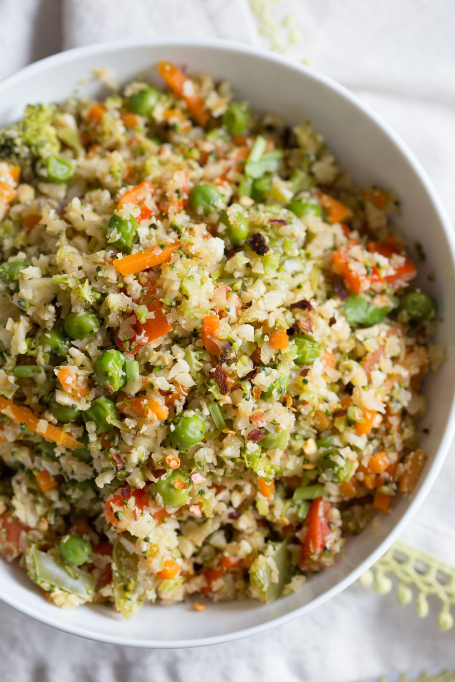 Cauliflower Fried Rice. Easy 1 Pot Fried Rice. No grains, low carb. So fluffy and so good. #Vegan #Glutenfree #Grainfree #Nutfree #Recipe #veganricha  | VeganRicha.com