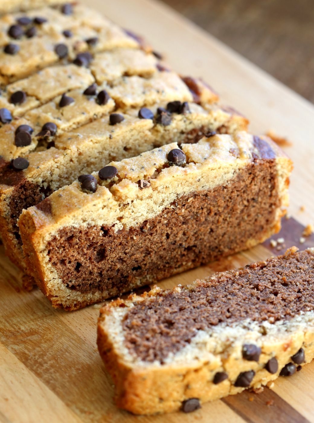 Gluten-free Cashew Butter Chocolate Marble Cake Vegan Gluten free Cake. Peanut butter chocolate marble loaf. Soft, Moist, Delicious and Easy Gluten-free Marble Cake. Soy-free gum-free Recipe.  #vegan #glutenfree #veganricha | VeganRicha.com