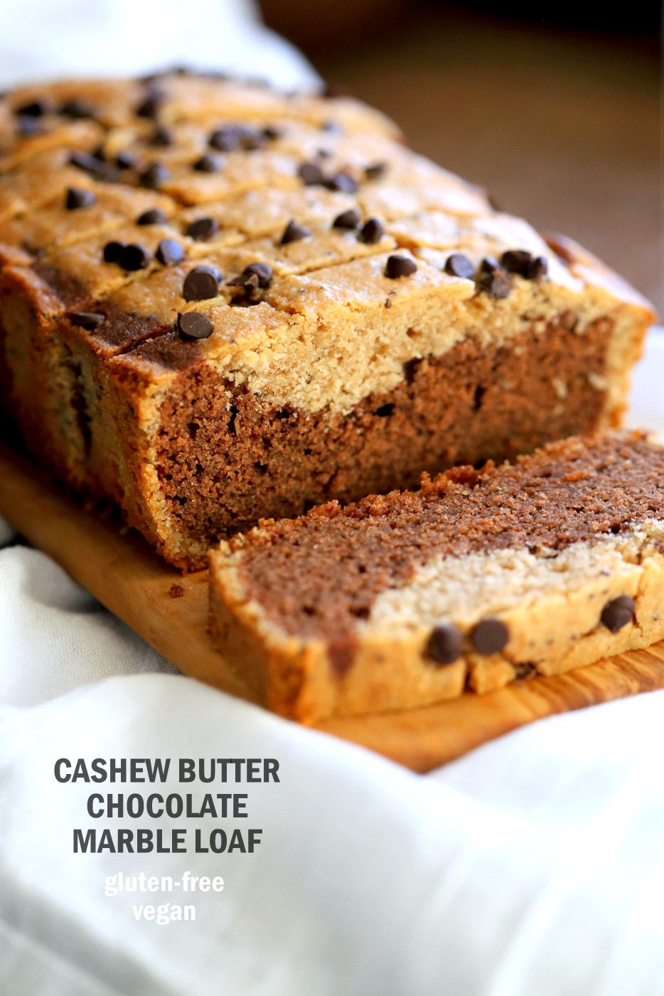 Gluten-free Cashew Butter Chocolate Marble Cake Vegan Gluten free Cake. Peanut butter chocolate marble loaf. Soft, Moist, Delicious and Easy Gluten-free Marble Cake. Soy-free gum-free Recipe.  #vegan #glutenfree #veganricha | VeganRicha.com
