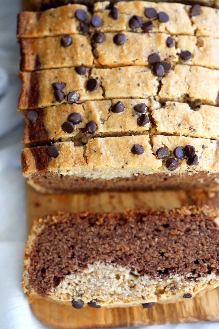 Gluten-free Cashew Butter Chocolate Marble Cake Vegan Gluten free Cake. Peanut butter chocolate marble loaf. Soft, Moist, Delicious and Easy Gluten-free Marble Cake. Soy-free gum-free Recipe.  #vegan #glutenfree #veganricha | VeganRicha.com