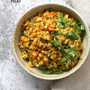 Instant Pot Black Eyed Peas Rice Pulao - Brown Rice Lobia Pulao. Black Eyes Peas and Rice cooked with spies and veggies. Saucepan option. #Vegan #Glutenfree #1Pot #Nutfree #Soyfree #instantpot #Recipe #VeganRicha | VeganRicha..com