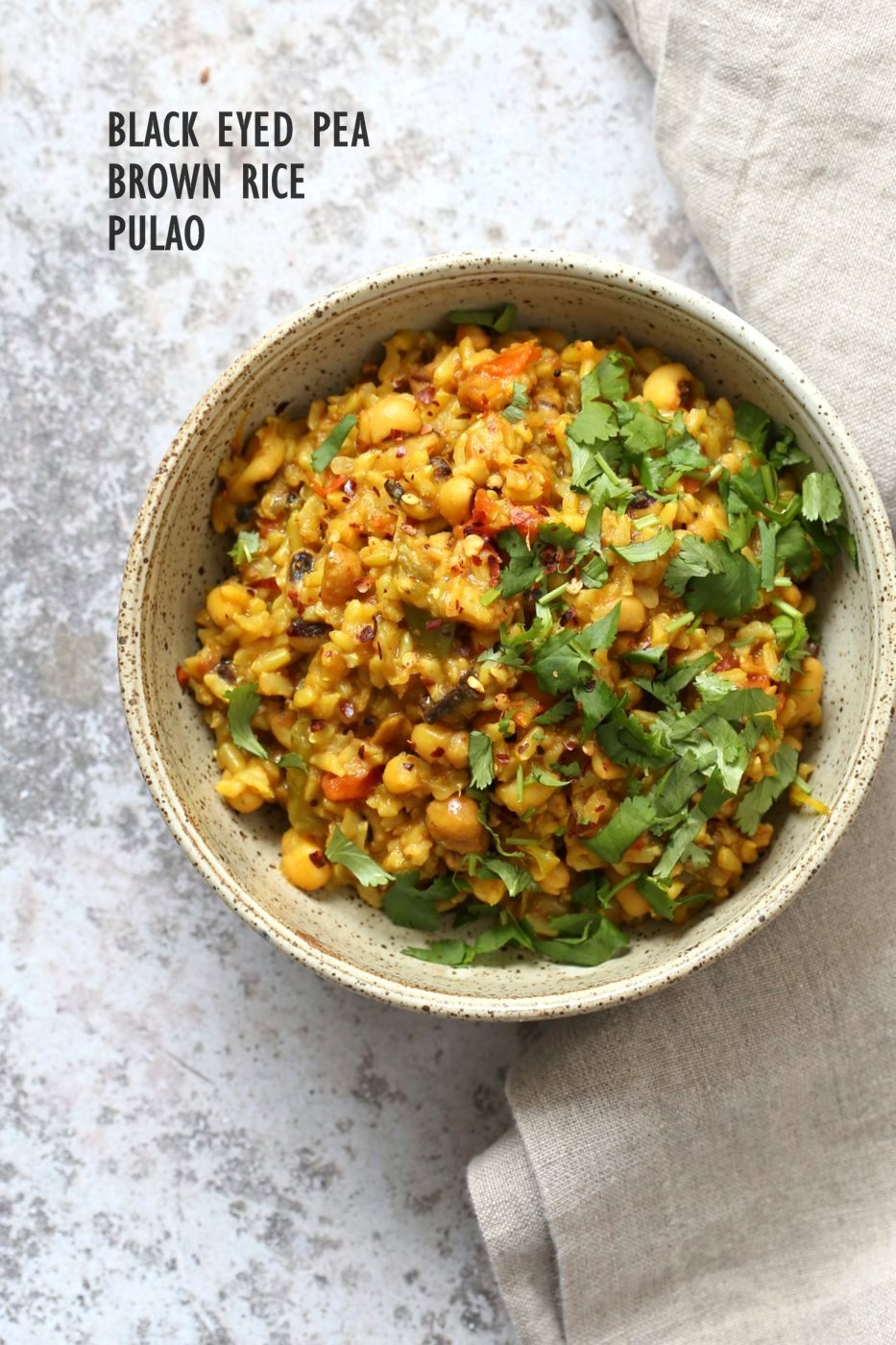 Instant Pot Black Eyed Peas Rice Pulao - Brown Rice Lobia Pulao. Black Eyes Peas and Rice cooked with spices and veggies. Saucepan option. #Vegan #Glutenfree #1Pot #Nutfreeoption #Soyfree #instantpot #Recipe #VeganRicha | VeganRicha..com