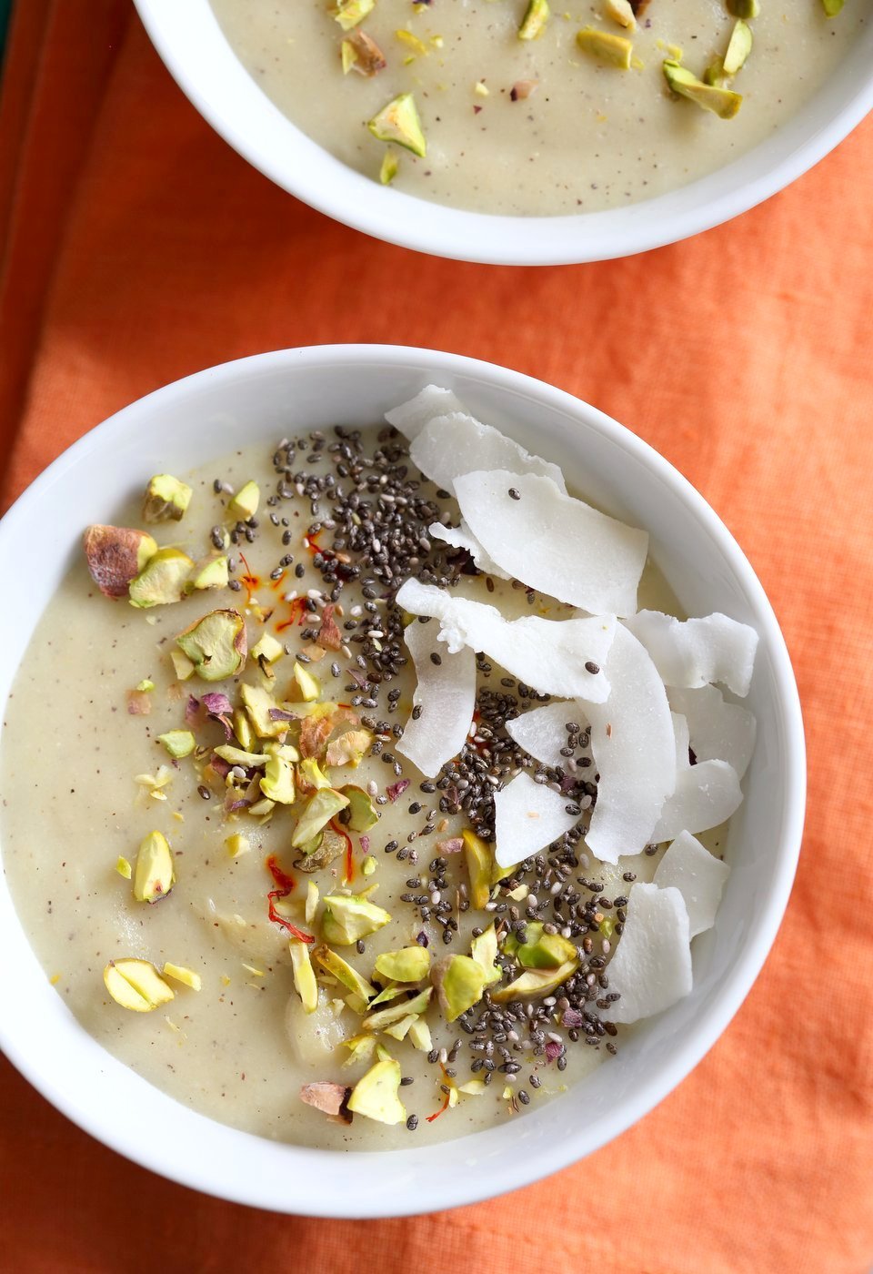 Thandai Phirni - Spiced Rice Flour Pudding for Holi Festival. Vegan Phirni Recipe with Thandai Masala mix. Vegan Indian #Dessert #Glutenfree #Soyfree. #vegan #veganricha | VeganRicha.com