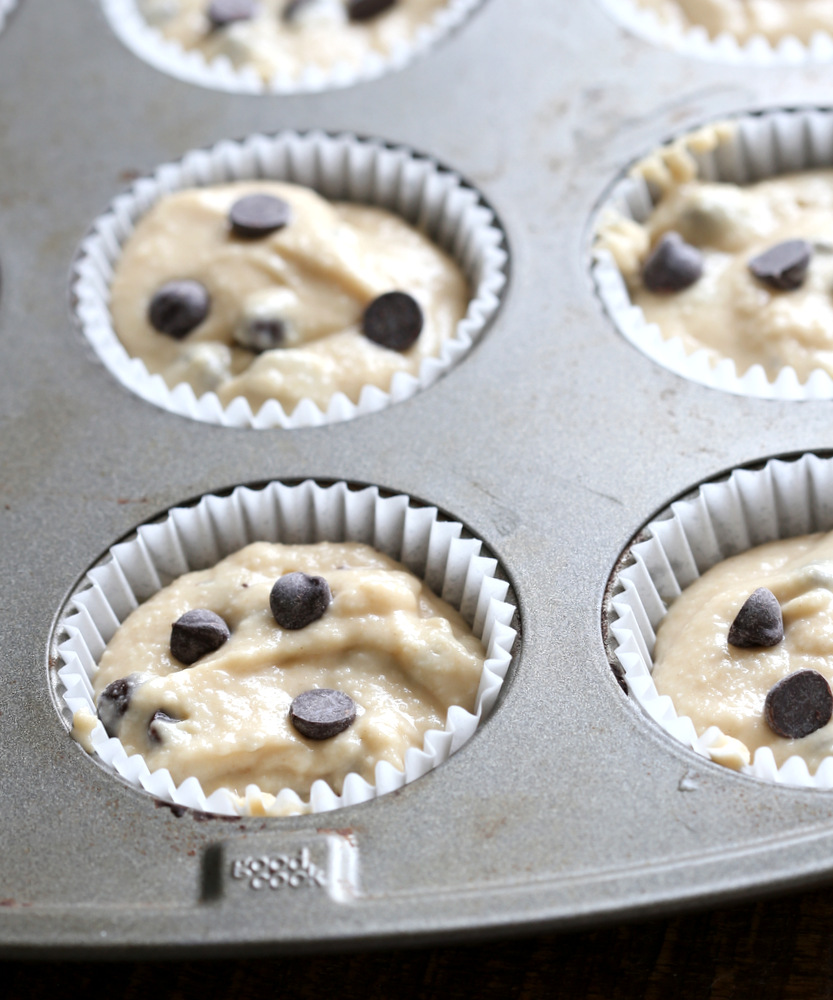 Vegan Chocolate Chip Muffins with coconut. These Soft, moist and chocolatey muffins take just a few minutes and have no added oil. #Vegan #Nutfree #Soyfree #Recipe #veganricha Use dried fruit instead of chocolate to make #oilfree | VeganRicha.com