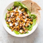 Roasted Eggplant Potatoes Chickpeas with Moroccan Merguez seasoning. Veggies tossed in Merguez blend, roasted then served with tahini dressing. #Vegan #Glutenfree #soyfree #Recipe #veganricha | VeganRicha.com