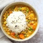 Vegan Japanese Curry made in Instant Pot Pressure cooker. Flavorful, Comforting, Vegetable Rich Curry for Weekday Dinner. Saucepan Option. #Vegan, #veganricha #glutenfree, #nutfree #Recipe. Can be #soyfree | VeganRicha.com