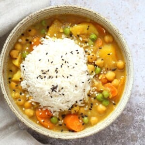 Vegan Japanese Curry made in Instant Pot Pressure cooker. Flavorful, Comforting, Vegetable Rich Curry for Weekday Dinner. Saucepan Option. #Vegan, #veganricha #glutenfree, #nutfree #Recipe. Can be #soyfree | VeganRicha.com