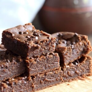 Fudgy Lentil Brownies. High Protein Brownies that dont taste beany! #Vegan #Glutenfree Recipe. Can be #Nutfree #veganricha | VeganRicha.com