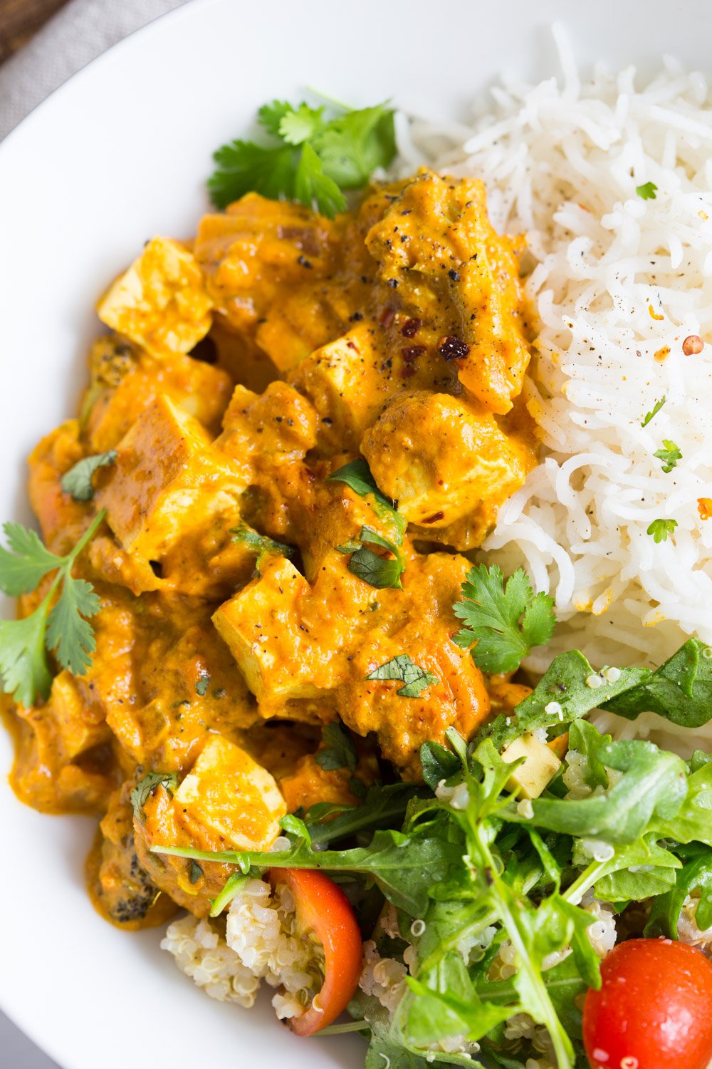 Tofu Achari "Paneer" - Tofu & Veggies in Achari Sauce made with Indian Pickling spices. Add chickpeas or more vegetables to make soy-free. #Vegan #Glutenfree #Recipe #Nutfree option #veganricha | VeganRicha.com