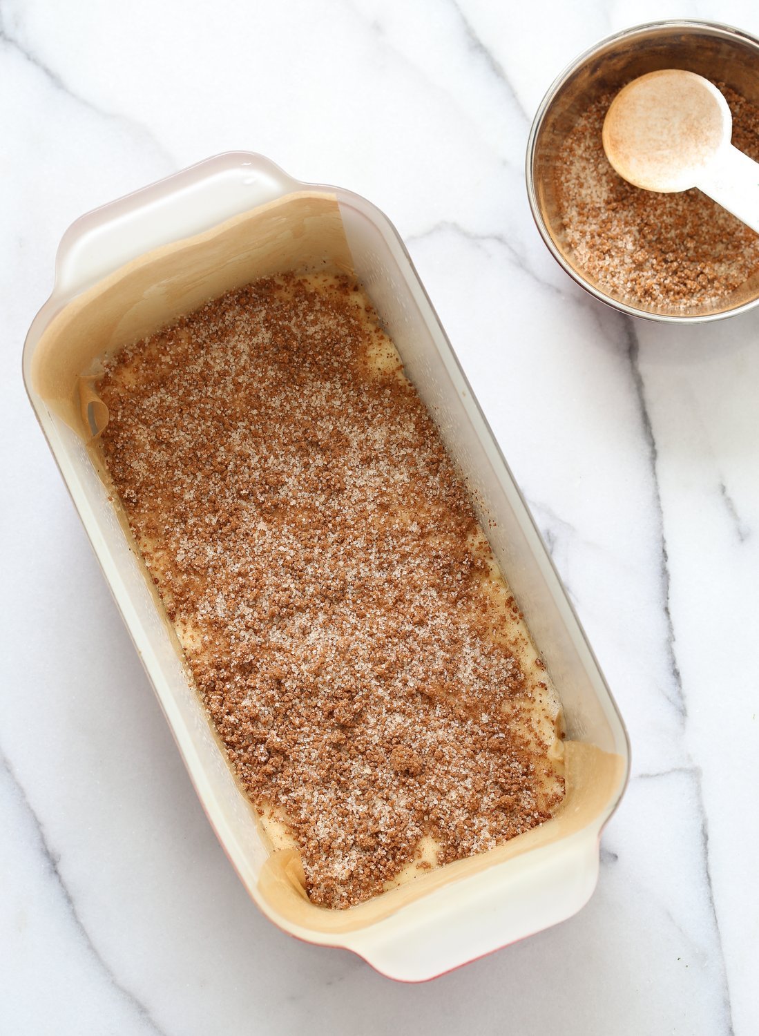 This Vegan Cinnamon Swirl Cake is super Easy and Quick. A simple yellow cake, swirled with cinnamon sugar makes for a delightful treat. Add some nuts into the swirl for variation #Vegan #Nutfree #Soyfree #Dessert #Recipe #veganricha | VeganRicha.com