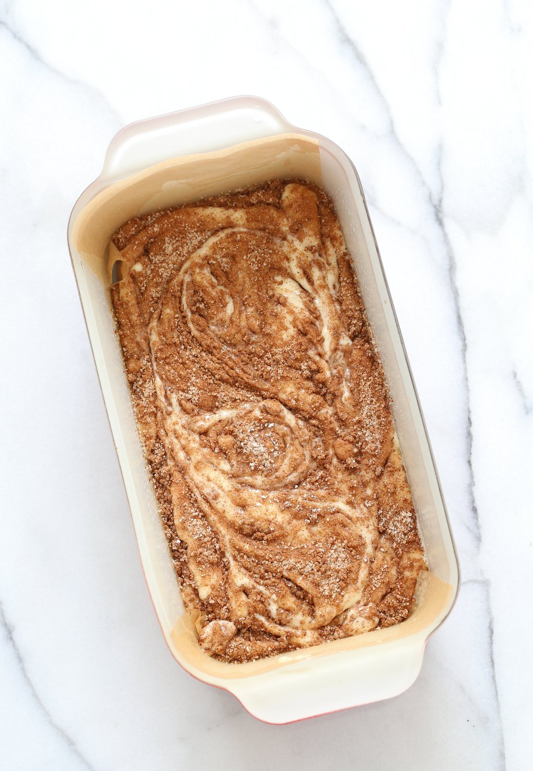 This Vegan Cinnamon Swirl Cake is super Easy and Quick. A simple yellow cake, swirled with cinnamon sugar makes for a delightful treat. Add some nuts into the swirl for variation #Vegan #Nutfree #Soyfree #Dessert #Recipe #veganricha | VeganRicha.com