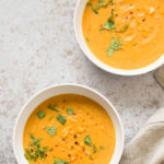 Instant Pot Cauliflower Soup - Smoky Vegan Cauliflower Soup with Red Peppers and Smoked Paprika. Hearty and Delicious. Saucepan Option. #Vegan #Glutenfree #Soyfree #Recipe. Can be #Nutfree #veganricha | VeganRicha.com