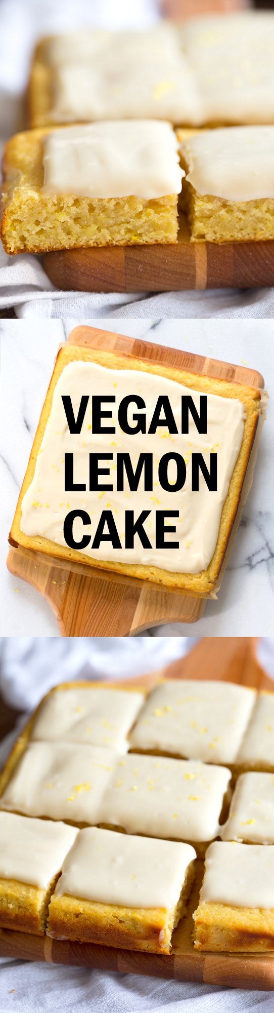 Vegan Lemon Cake with Cream Cheese Frosting. No added refined sugar in those soft and Delicious Lemon Cake! Make into cupcakes, loaf or a sheet pan cake. #Vegan #Soyfree #Recipe #lemoncake Can be nut-free #veganricha | VeganRicha.com