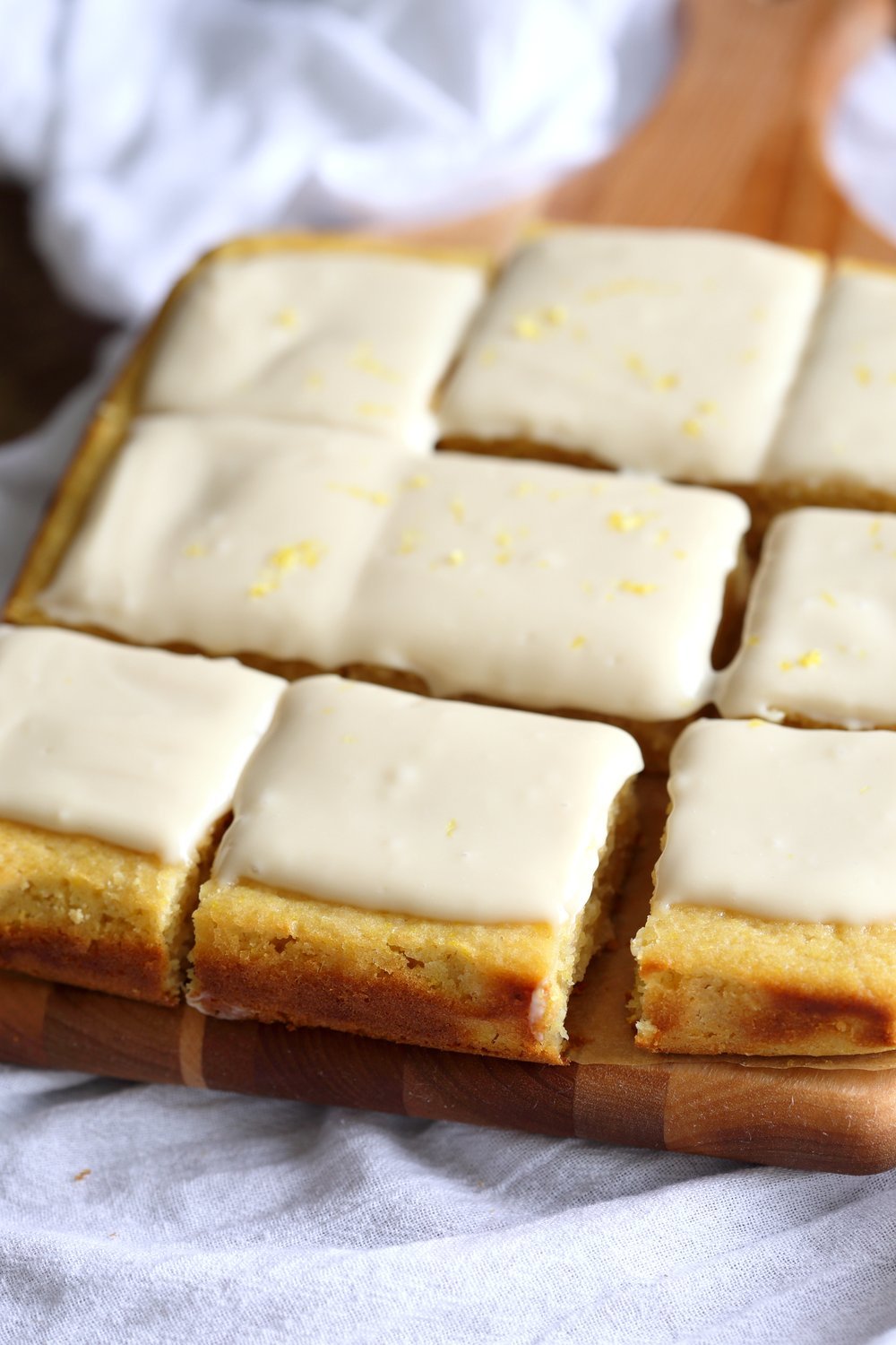 Vegan Lemon Cake with Cream Cheese Frosting. No added refined sugar in this soft and Delicious Lemon Cake! Make into cupcakes, loaf or a sheet pan cake. #Vegan #Soyfree #Recipe #lemoncake Can be nut-free #veganricha | VeganRicha.com