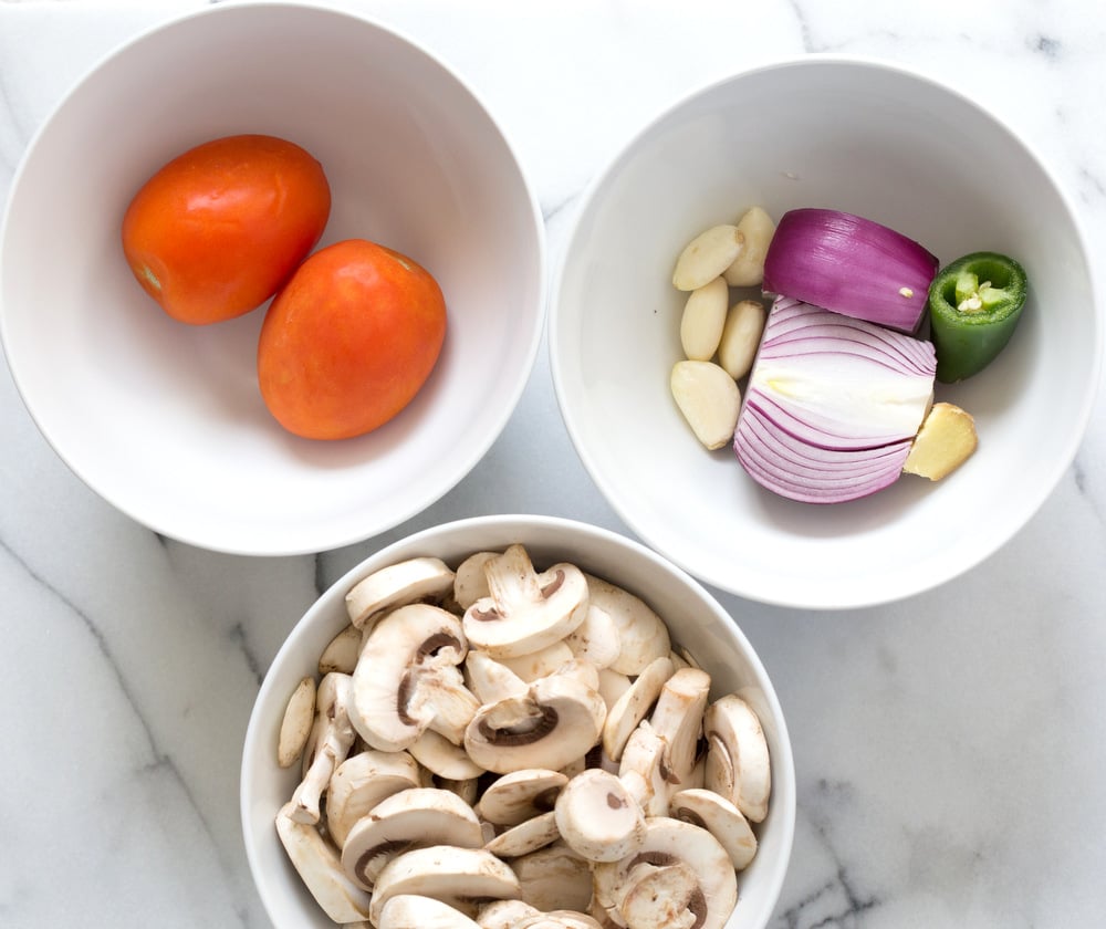 Instant Pot Mushroom Masala. Easy Mushrooms and peas in Creamy Sauce made in an Instant Pot. Add chickpeas for a hearty meal. #Vegan #Gluten-free #Soyfree #Recipe. Can be #nutfree  #VeganRicha