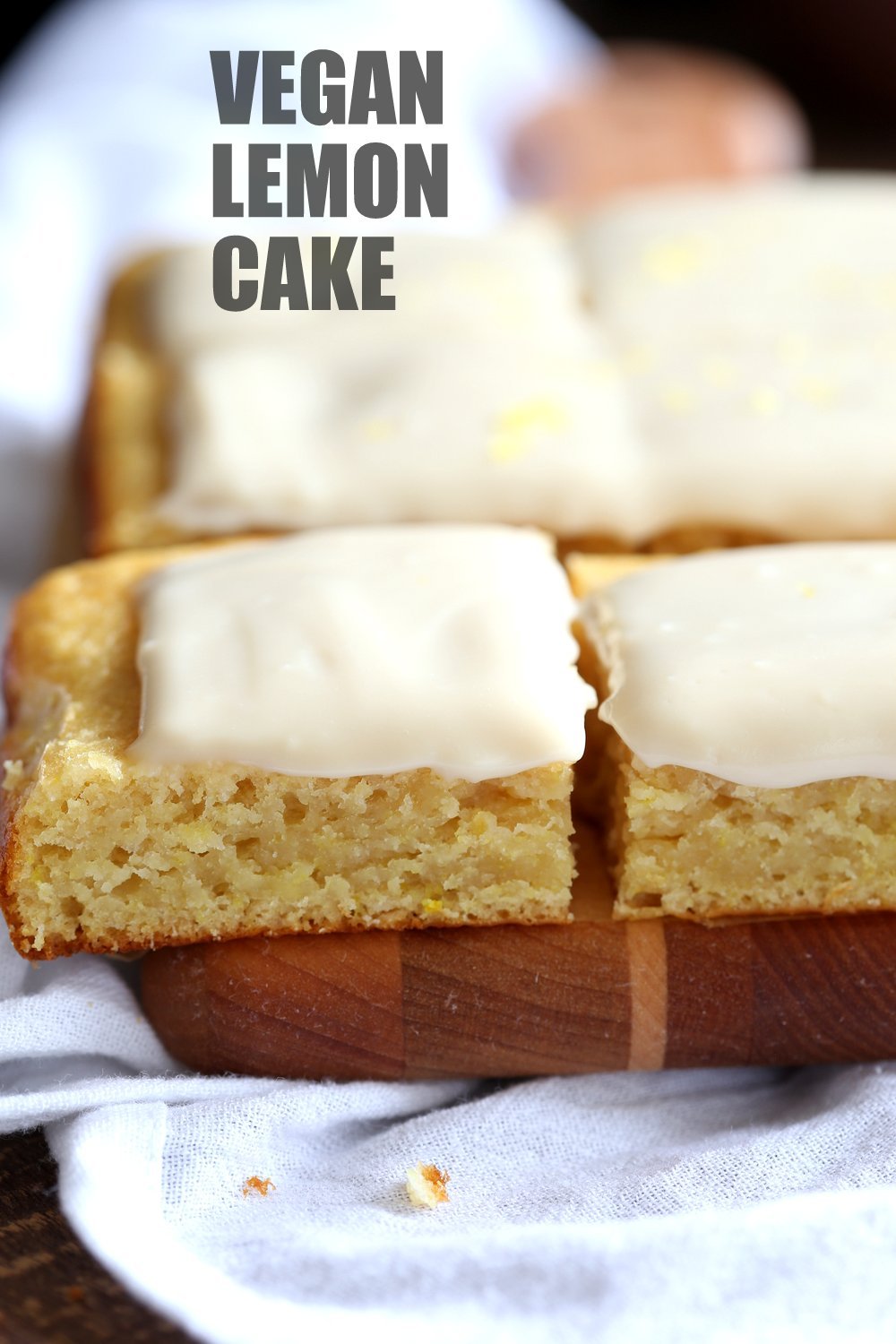 Vegan Lemon Cake with Cream Cheese Frosting. No added refined sugar in this soft and Delicious Lemon Cake! Make into cupcakes, loaf or a sheet pan cake. #Vegan #Soyfree #Recipe #lemoncake Can be nut-free #veganricha | VeganRicha.com