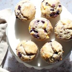 Vegan Blueberry Muffins with Cream Cheese & Pineapples. Blueberry Cheesecake Muffins! Soft, Moist, Delicious Pound Cake like Muffins. #Vegan #Soyfree #Recipe. #veganricha
