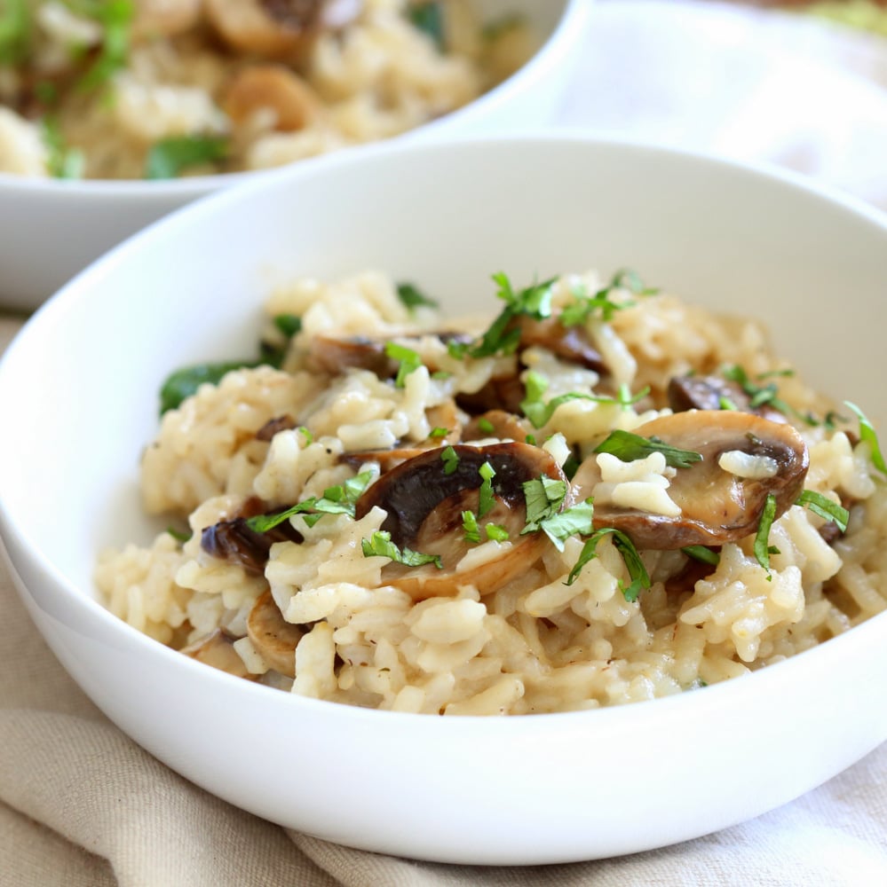 Instant Pot Mushroom Risotto. Easy Vegan Mushroom Risotto made in Instant Pot Pressure cooker. Saucepan option. #Recipe #soyfree #nutfree #vegan #glutenfree #veganricha #instantpot | VeganRicha.com