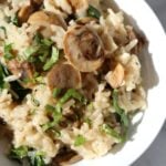 Instant Pot Mushroom Risotto. Easy Vegan Mushroom Risotto made in Instant Pot Pressure cooker. Saucepan option. #Recipe #soyfree #nutfree #vegan #glutenfree #veganricha #instantpot | VeganRicha.com