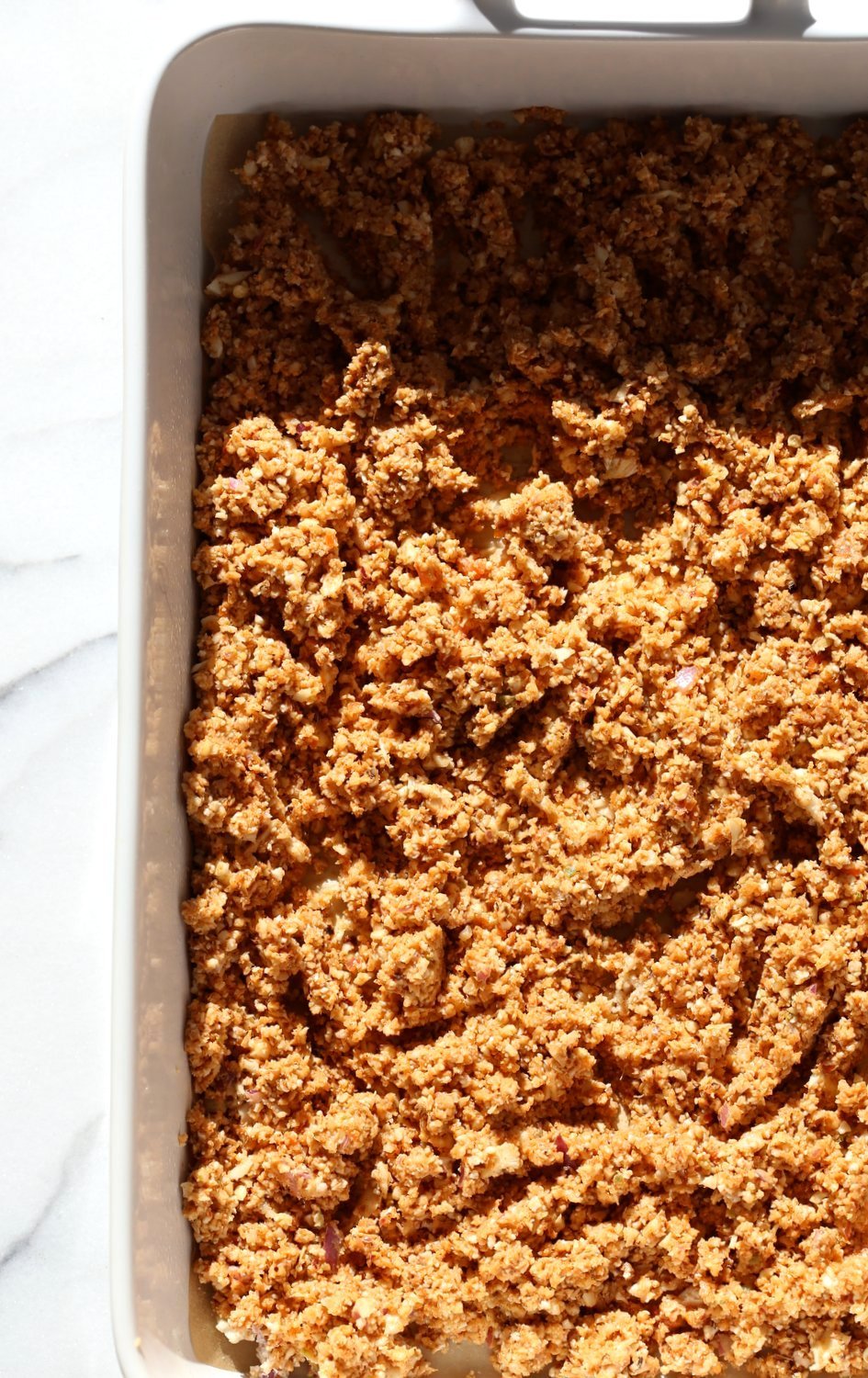 Cauliflower Taco Meat. Easy No Skillet Cauliflower Walnut Crumble. Use in tacos, wraps, burrito, nachos, salads! #Vegan #Glutenfree #soyfree #Recipe #Veganricha. Can be #nutfree | VeganRicha.com