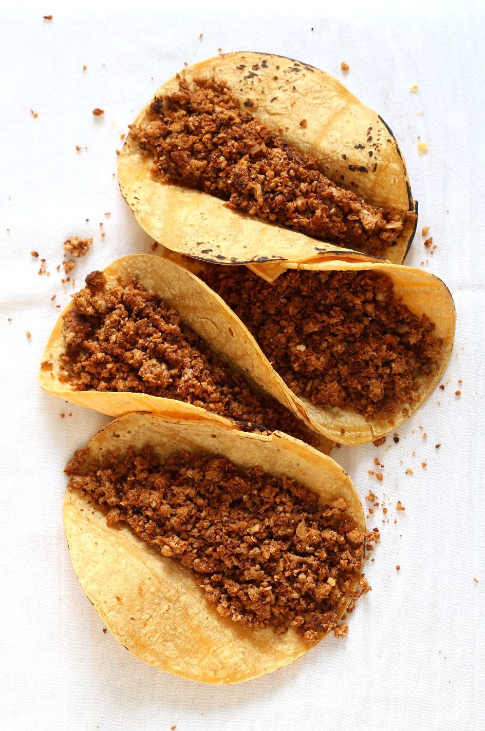 Cauliflower Taco Meat. Easy No Skillet Cauliflower Walnut Crumble. Use in tacos, wraps, burrito, nachos, salads! #Vegan #Glutenfree #soyfree #Recipe #Veganricha. Can be #nutfree | VeganRicha.com