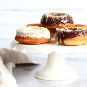 Vegan Banana Donuts. Banana Bread Doughnuts. Easy Soft Baked Banana Donut Recipe for breakfast for snacking. #Vegan #Soyfree #Recipe #veganricha