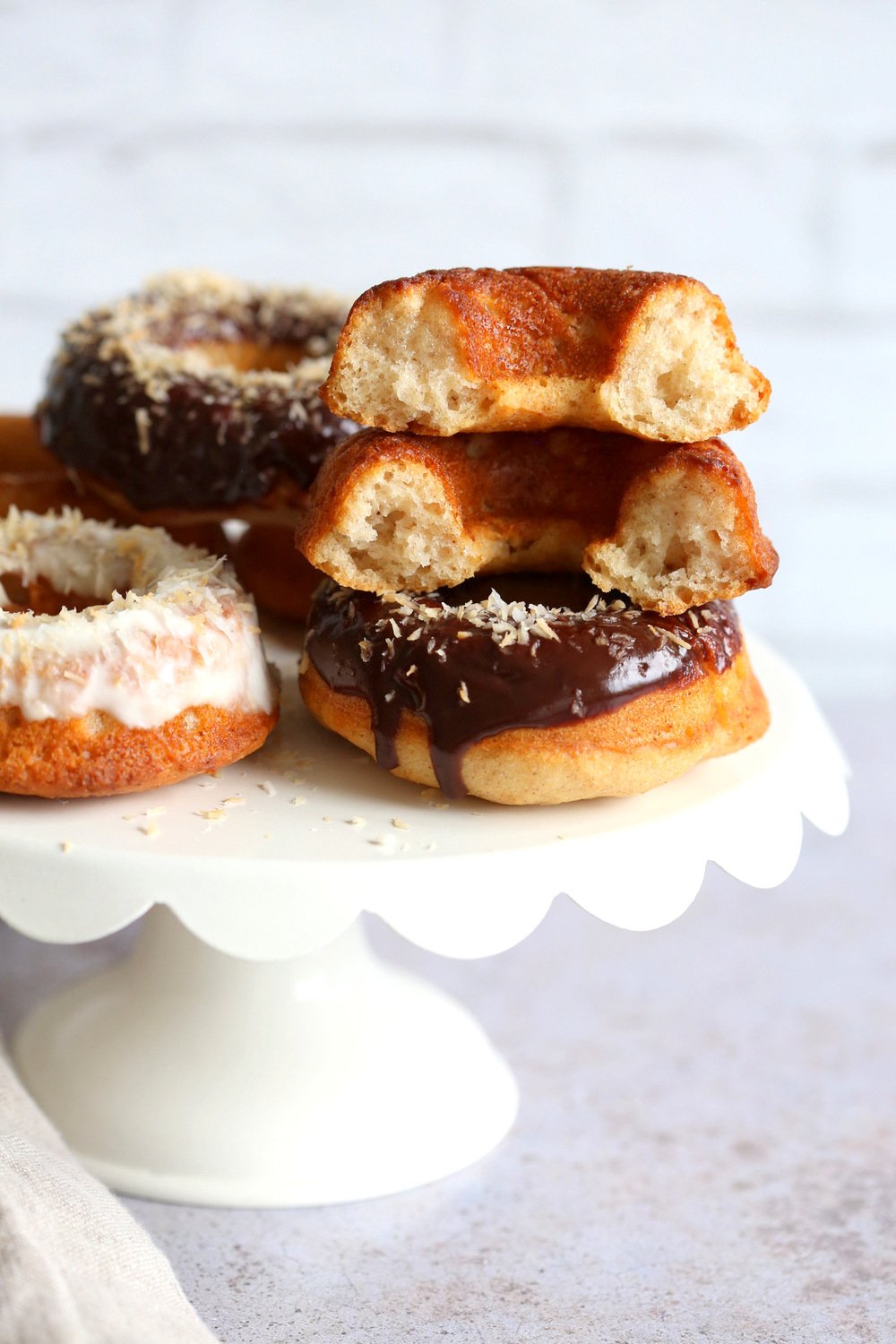 Vegan Banana Donuts. Banana Bread Doughnuts. Easy Soft Baked Banana Donut Recipe for breakfast for snacking. #Vegan #Soyfree #Recipe #veganricha