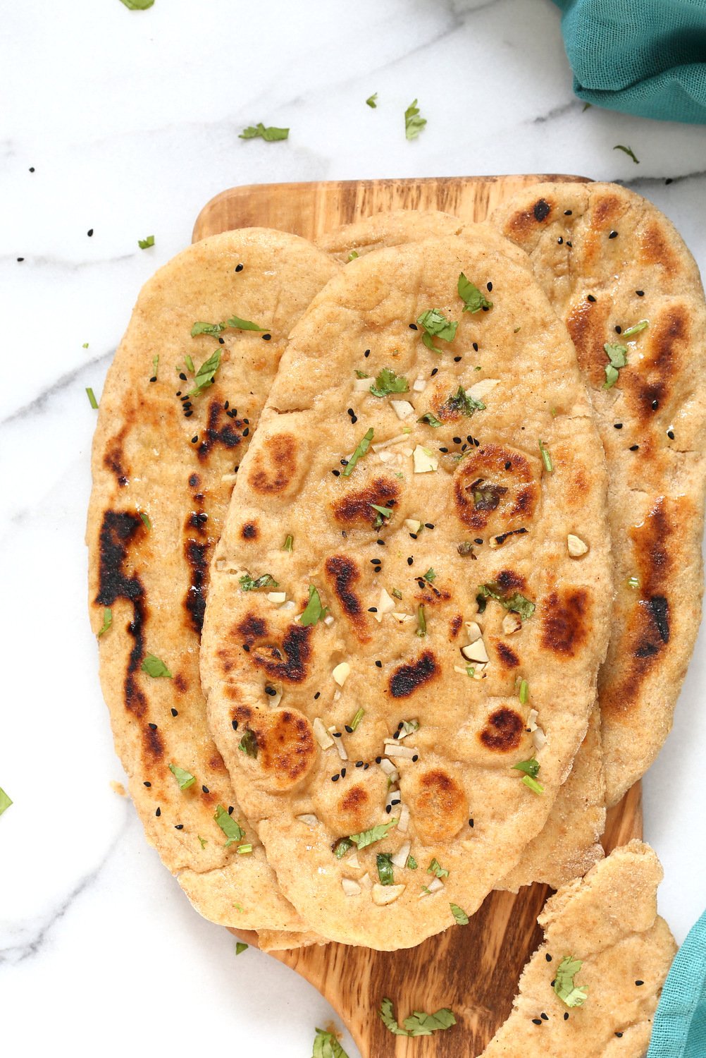 Whole Wheat Naan Bread. Soft, Amazing 100% Whole Grain Naan flatbread. Butter Naan Recipe. #Vegan #Soyfree #Nutfree #Recipe #veganricha | VeganRicha.com