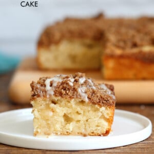 Easy Vegan Coffee Cake Recipe. Simple soft Vanilla Cake topped with a delicious Streusel. Classic Cinnamon Streusel Coffee cake. #Vegan #soyfree #nutfree #Recipe. Glutenfree option #veganricha
