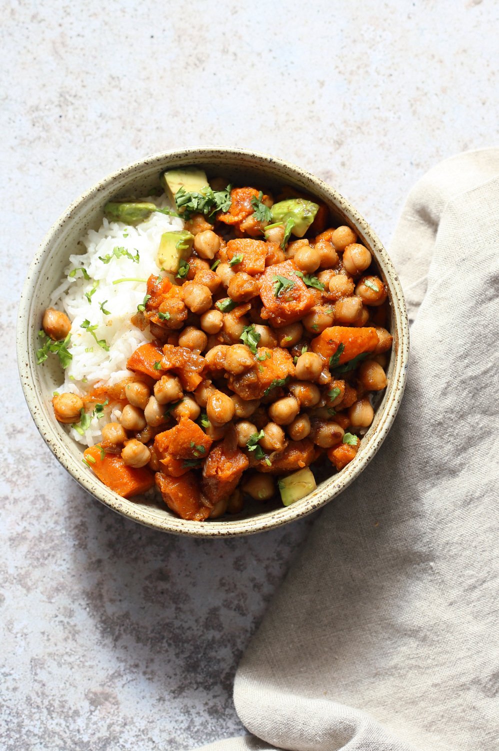 Our Harrisa Chickpea Stew in Stoneware Bowl